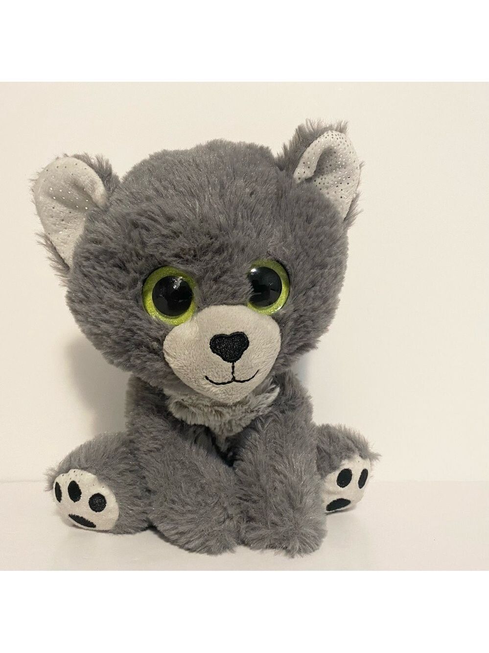 Walmart Gray Bear Plush Kid Connection Stuffed Animal Big Eyes Lovey 8”